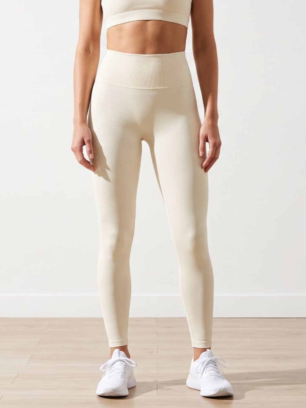 NWT Off White Cream High Waisted Full Length Athletic Yoga Leggings Small